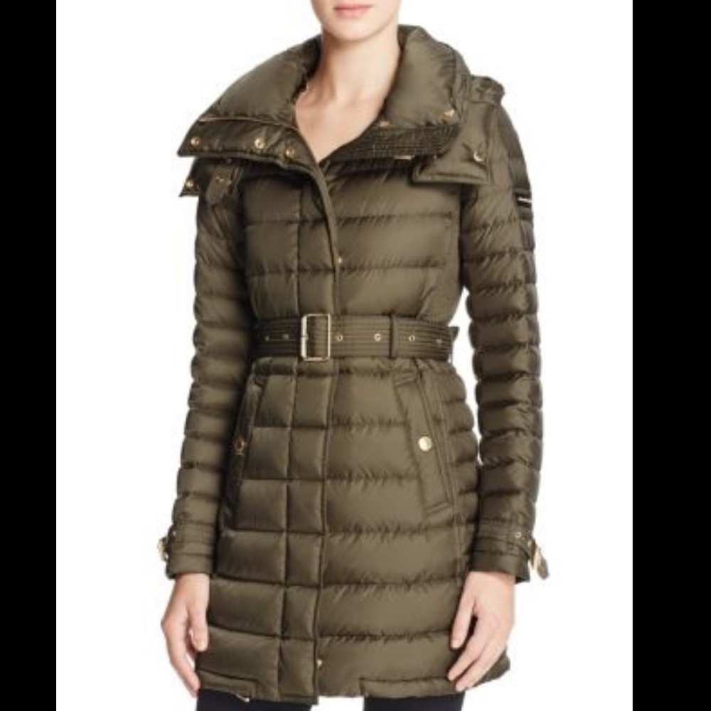 BURBERRY Harrowden Quilted Down Coat In Dark Olive XXL